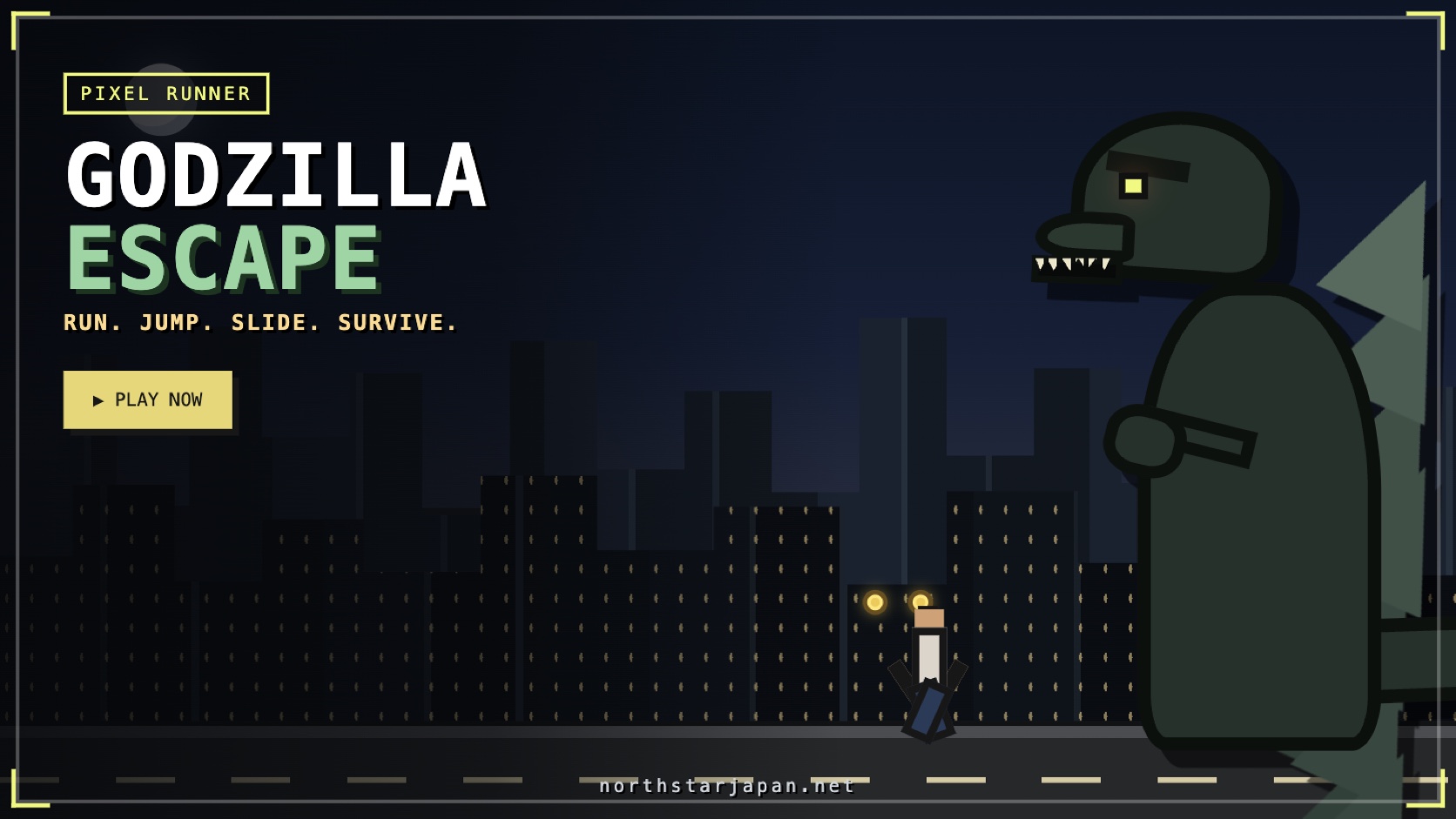 Godzilla Escape — pixel-art endless runner